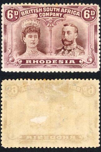 Rhodesia 6d purple-brown and deep claret (RSC-F) (Scarce) M/M