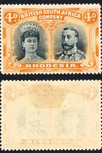 Rhodesia SG174 (RSC-C) 4d Deep Indigo-black and Deep Orange-red PERF 15 M/M