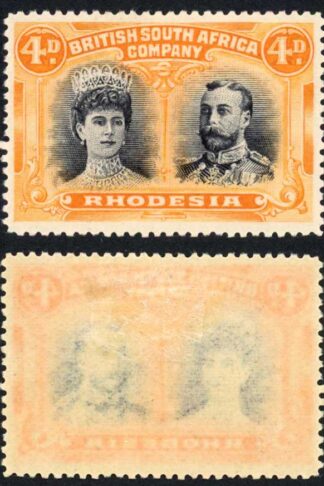 Rhodesia SG138 4d Greenish-Black and Orange Cat 120 pounds Fine M/M