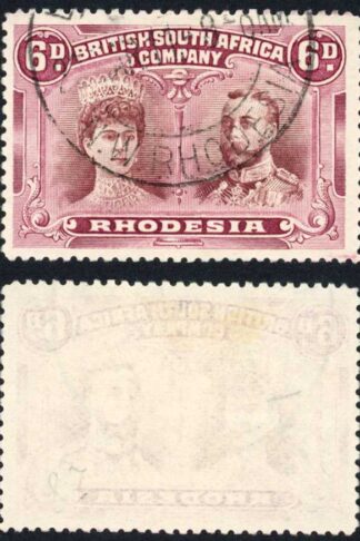 Rhodesia SG144 6d Purple-brown and Deep Claret fine used Cat 50 pounds