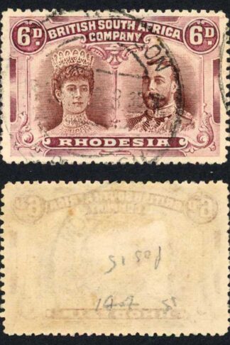 Rhodesia 6d Chocolate and Maroon RSC-E
