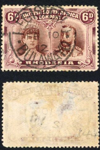 Rhodesia 6d Chocolate and Maroon RSC-E (thin)