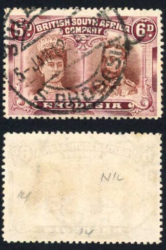 Rhodesia 6d Purple-brown and Deep Claret RSC-F
