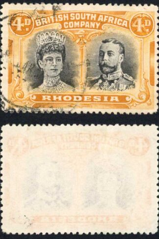Rhodesia SG139 4d Brown-purple and Dull Orange Fine used Cat 70