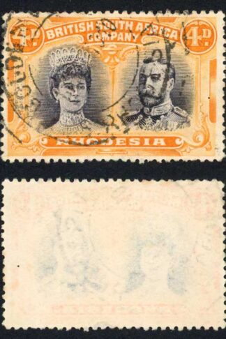 Rhodesia SG140 4d Greyish Black and Orange Fine used Cat 32 pounds