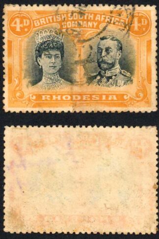 Rhodesia 4d Grey-Black and Yellow Orange RSC