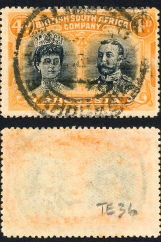 Rhodesia 4d Blue (Greenish) and yellowish-orange RSC-E