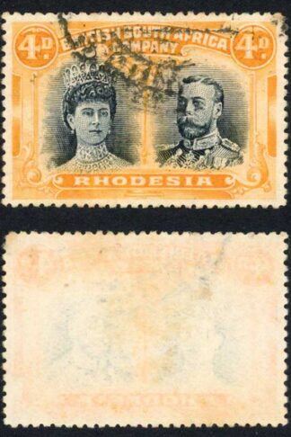 Rhodesia 4d Blue (Greenish) and yellowish-orange RSC-E