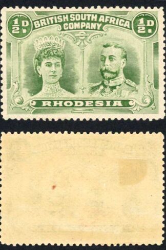 Rhodesia SG119 1/2d Yellowish-green (ish) (RJL-1) M/M Plate 1 State 2