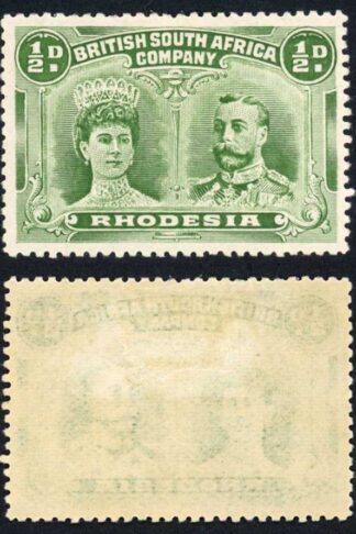 Rhodesia SG119 1/2d Yellowish-green (ish) (RJL-1) M/M Plate 1 State 2