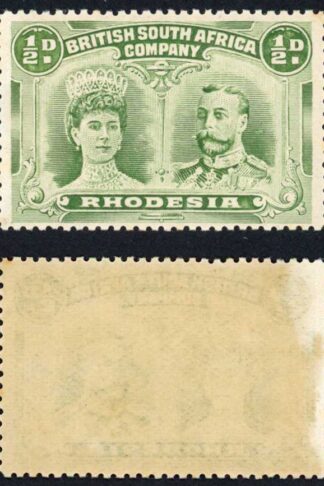 Rhodesia SG119 1/2d Yellowish-green (RJL-1) Mint (large part gum) Cat 20 pounds