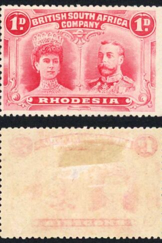Rhodesia SG123 1d Bright Carmine M/M (Gum thin) cat 40 pounds