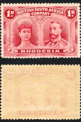 Rhodesia SG124 1d Carmine-Lake M/M cat 80 pounds
