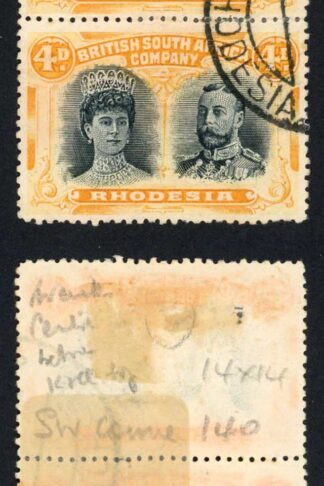 Rhodesia (RSC-F2) 4d Blue-Black and Yellowish-orange Pair