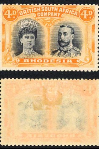 Rhodesia SG138 4d Greenish-Black and Orange Cat 120 pounds Fine M/M