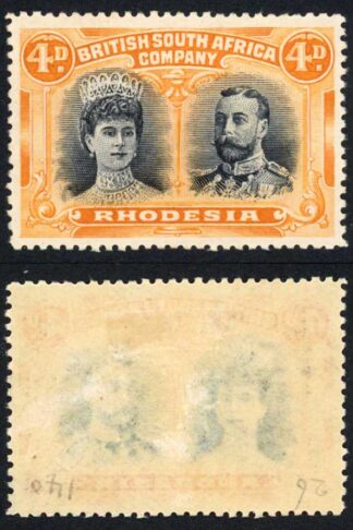 Rhodesia SG138(v2) 4d (Aniline) Blue-Black and (Slightly Aniline) Orange M/M