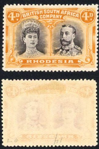 Rhodesia SG139 4d Brown -purple and Orange Cat 95 pounds M/M