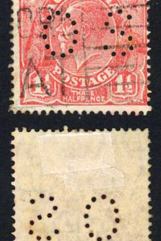 Australia SGO90 Var 1 /2d Scarlet Wmk 7 Perf 14 Plate 2 Variety VOID CORNER used