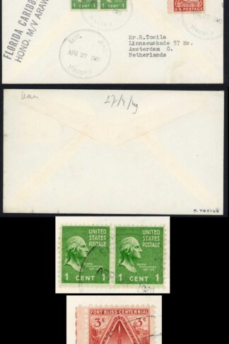 Bahamas 1949 Envelope with USA Stamps via Florida Caribbean Line