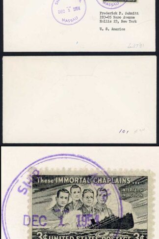 Bahamas 1954 Ship Mail Mailed at sea and Stamped in the USA