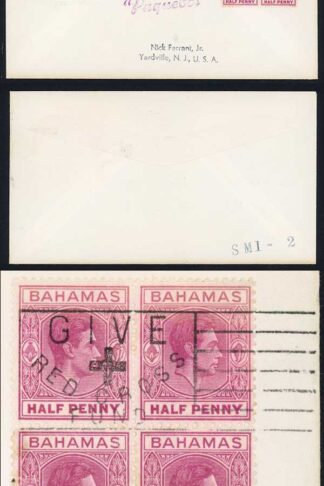 Bahamas KGVI 1/2d Brown purple Block on Paquebot cover  Red Cross slogan postma
