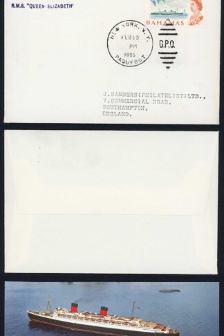 Bahamas 1965 Posted on Board RMS Queen Elizabeth cover (with a post card)