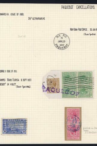 Bahamas Paquebot Postmarks on an Album page