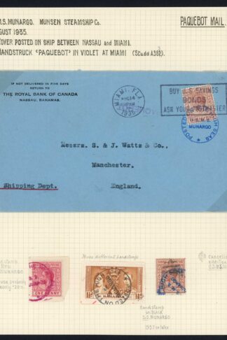 Bahamas Paquebot Postmarks on an Album page