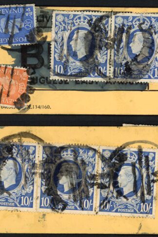 KGVI 10/- Ultramarine FIVE Examples on a Parcel Tag to Biera Mozambique