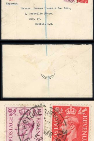 KGVI 6d Purple and 2 1/2d on 1952 Express Letter to Ireland
