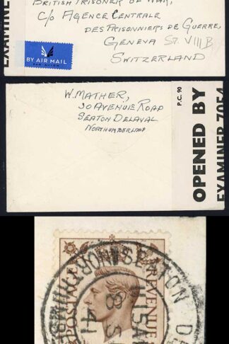KGVI 5d Brown 1941 Censored Airmail cover to Stalig VIII B POW via Switzerland