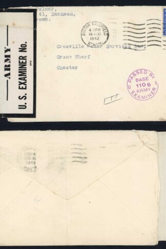 KGVI 2 1/2d Pale Ultramarine on 1942 Cover Opened by the US Army
