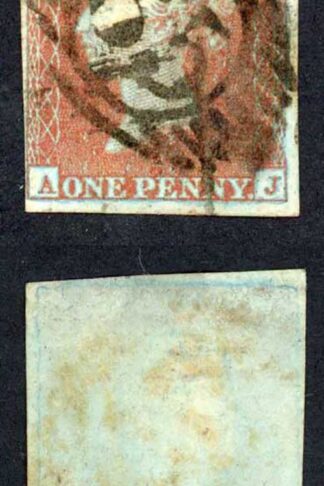 1841 Penny Red (AJ) Four Margins (just) Deep Blueing of the Paper