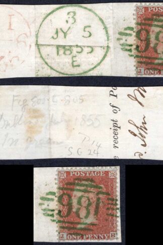 Penny Star (JB) SG24 with GREEN Dublin Postmark Cat from 500 pounds