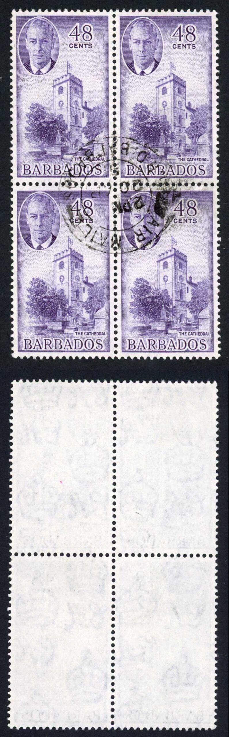 Barbados SG279 48c Violet CDS Block of Four Cat 28+ pounds