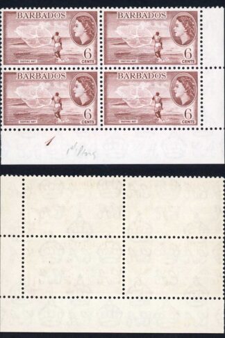 Barbados SG294 6c Plate Block of Four U/M