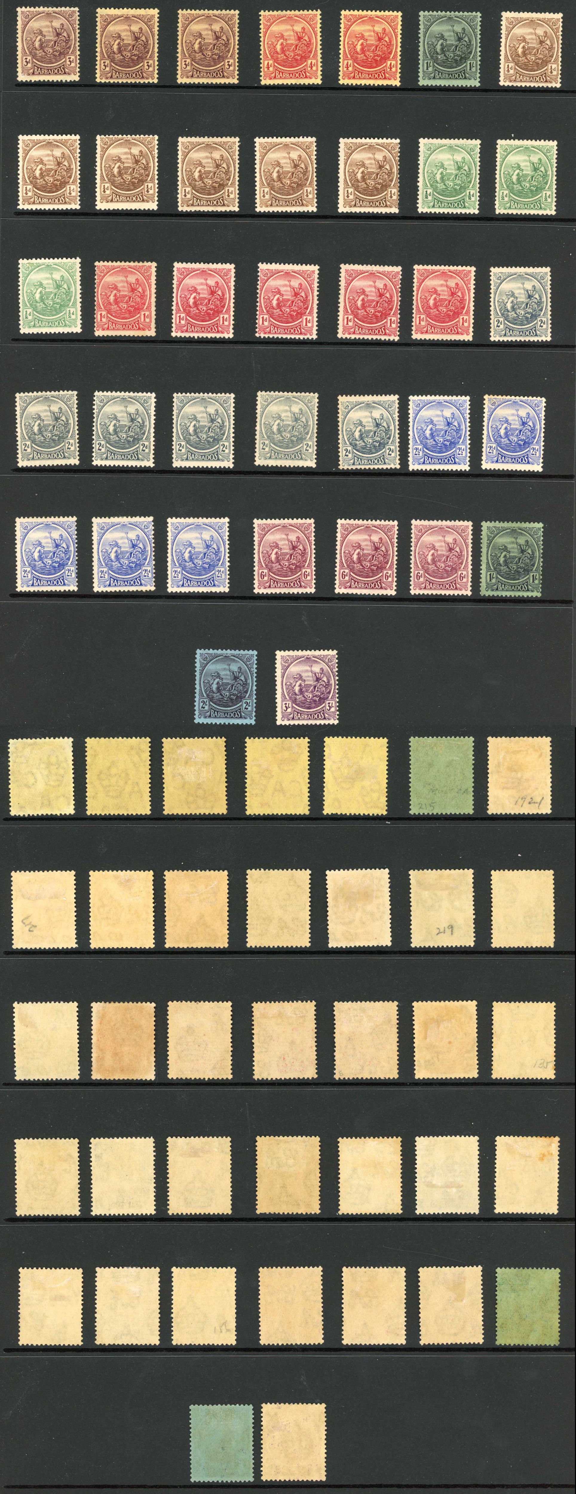 Barbados SG213/28 1921 Set with Loads of shades M/M Cat from 156 pounds