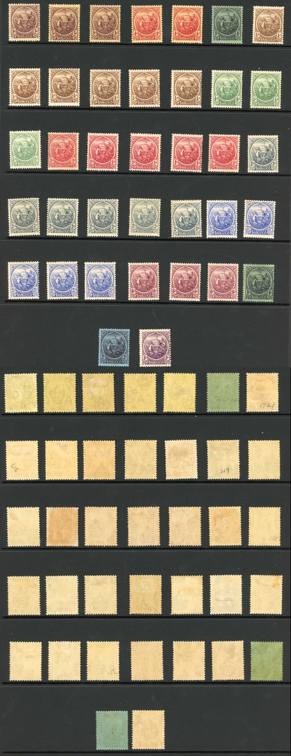 Barbados SG213/28 1921 Set with Loads of shades M/M Cat from 156 pounds