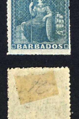 Barbados SG24 (1d) Deep Blue Rough Perf 14 to 16 M/M Cat 75 pounds