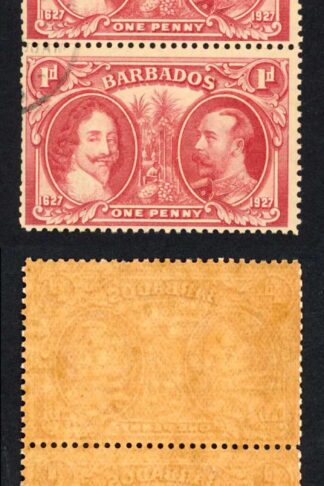Barbados SG240 1927 Tercentenary 1d Block (toned paper) CDS Strip