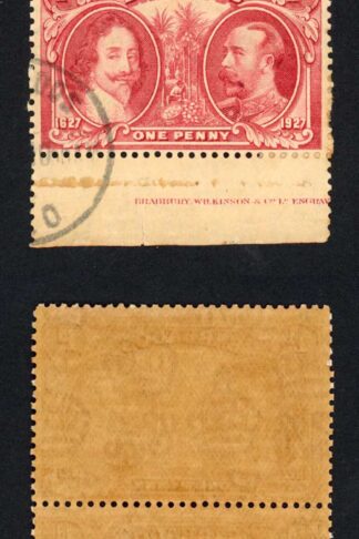 Barbados SG240 1927 Tercentenary 1d Block (toned paper) CDS Strip