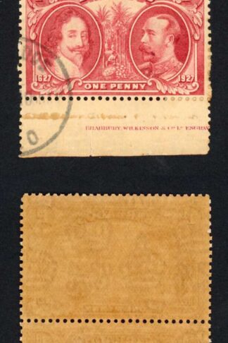 Barbados SG240 1927 Tercentenary 1d Block (toned paper) CDS Strip