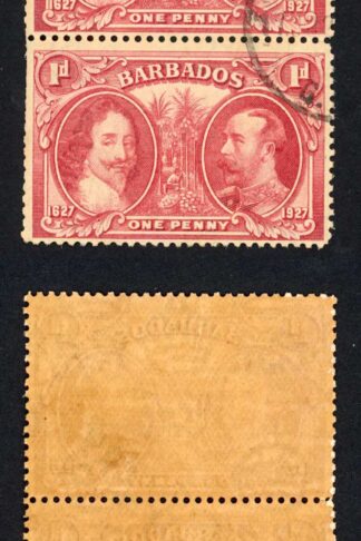 Barbados SG240 1927 Tercentenary 1d Block (toned paper) CDS Strip