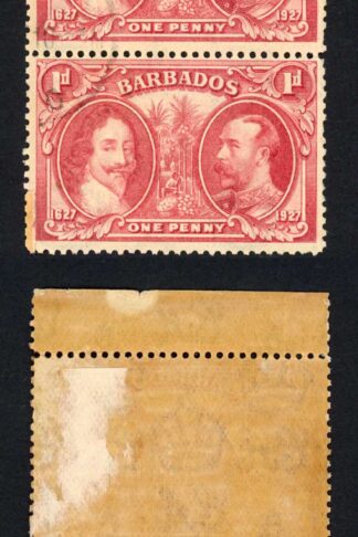 Barbados SG240 1927 Tercentenary 1d Block (toned paper) CDS Strip