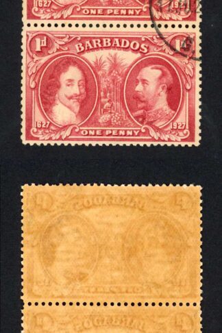Barbados SG240 1927 Tercentenary 1d Block (toned paper) CDS Strip