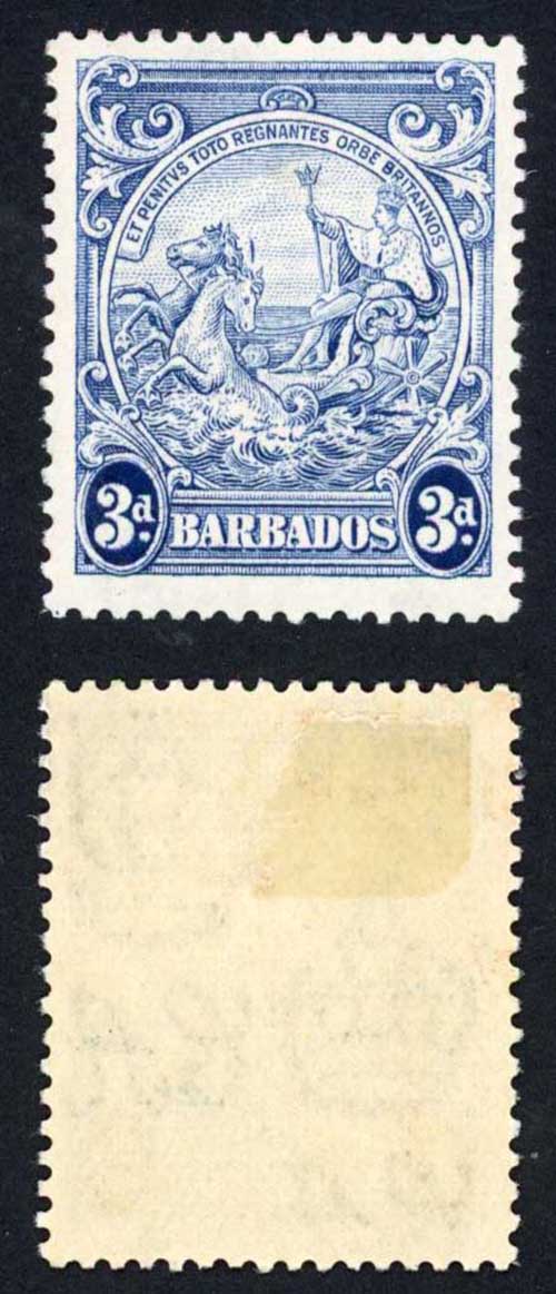 Barbados SG252ca 3d Blue Vertical Line over Horses Head M/M Cat 150 pounds