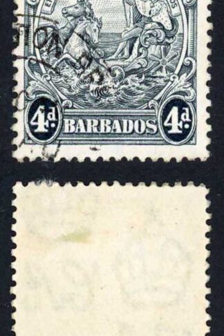 Barbados SG253b 4d Black perf 13.5 x 13 Curved line at top right Cat 75 pounds
