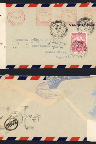 Barbados 1944 Censored 2/8 Rate Cover to Argentine
