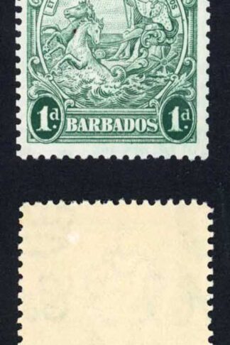 Barbados SG249b 1d Blue Green Perf 13.5 x 13 Coil Join Pair M/M