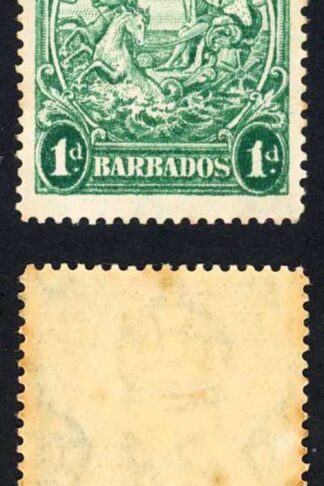 Barbados SG249b 1d Blue Green PRINTED DOUBLE one Albino Cat 900 pounds